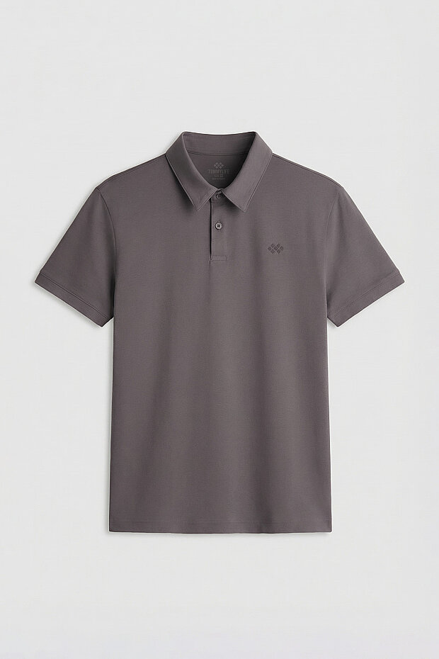 Koyu Gri Standart Kalıp Basic Polo Yaka Erkek T-Shirt - 87748