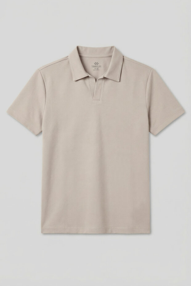 Bej Rahat Form Yumuşak Dokulu Polo Yaka Erkek T-Shirt - 88496